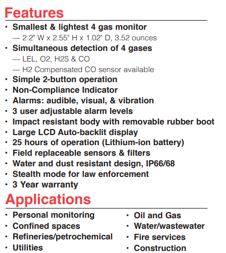 RKI GX-3R Model Small Personal Monitor 4 Gas Monitor only-525.00-Dival
