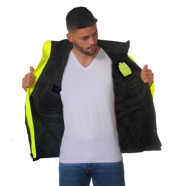 Illuminator™ Class 3 Hooded Bomber Jacket with Quilted Insulated Lining-Dival