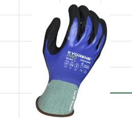 Kyorene Pro® 18g Gray Graphene A4 Glove, Full Blue Nitrile Coating With Black HCT MicroFoam Nitrile Palm Coating- 127.80 a pack of 12-Dival
