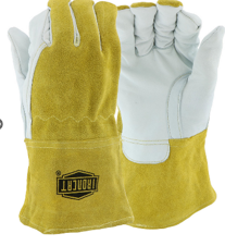 Premium Top Grain Goatskin Leather MIG Welder's Glove with Split Cowhide Back and Fleece Lining pack of 12-State